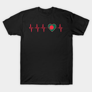 Bangladesh Flag Heart Bengali Heartbeat EKG T-Shirt